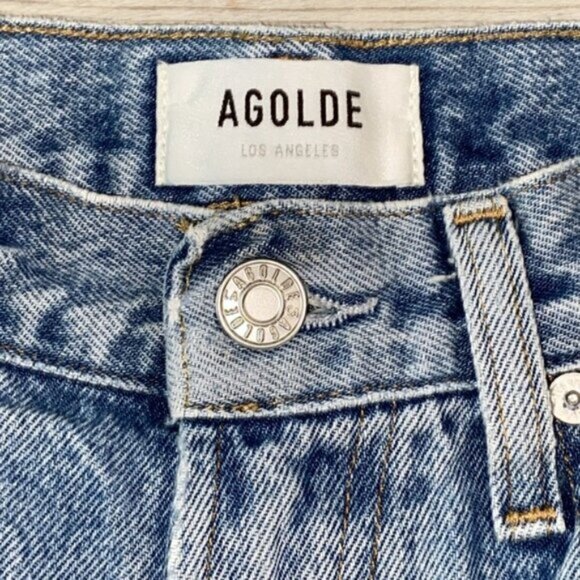 AGOLDE Straight Leg Organic Cotton Jeans 23 Blue Vintage Wash High Rise Denim - Picture 3 of 11